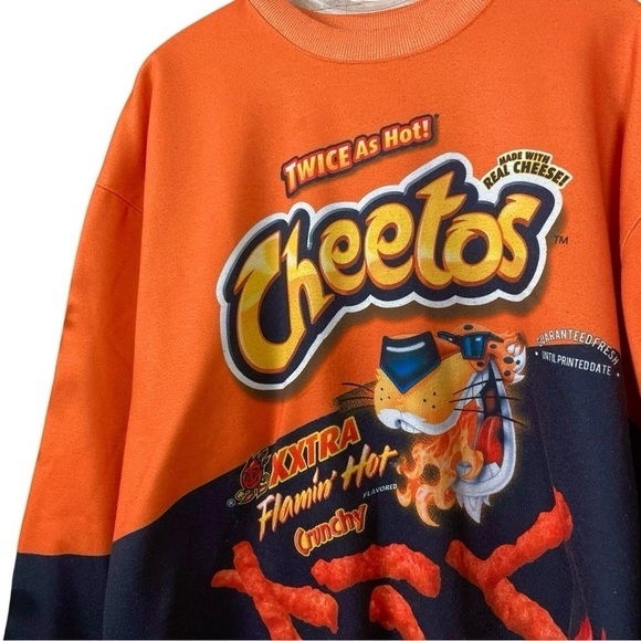 Cheetos Flamin' Hot Forever 21 Pullover Sweatshirt Retro Orange Black Size Large - Picture 3 of 8